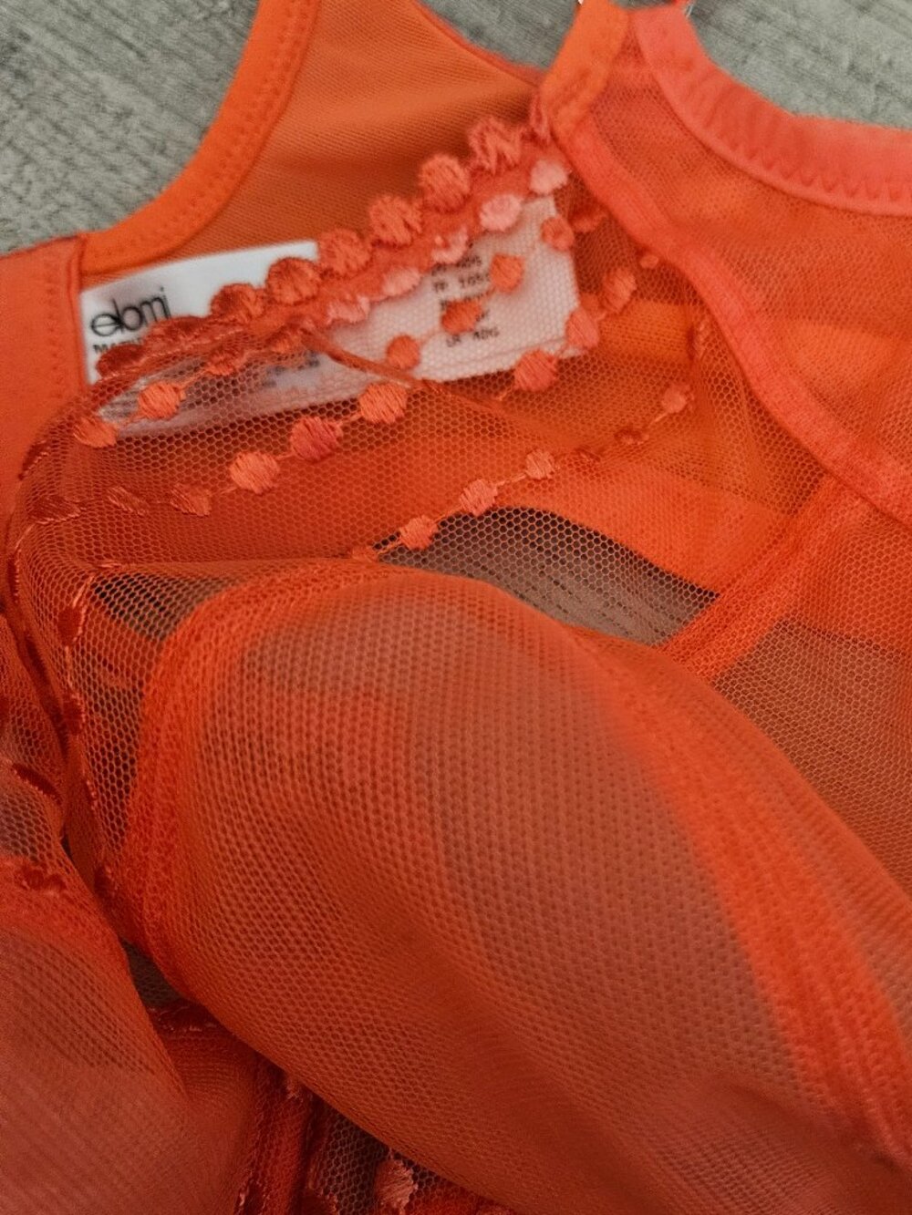 Elomi Bright Coral Red Orange Sheer Floral Lace Underwire Bra US 40G - Picture 12 of 16